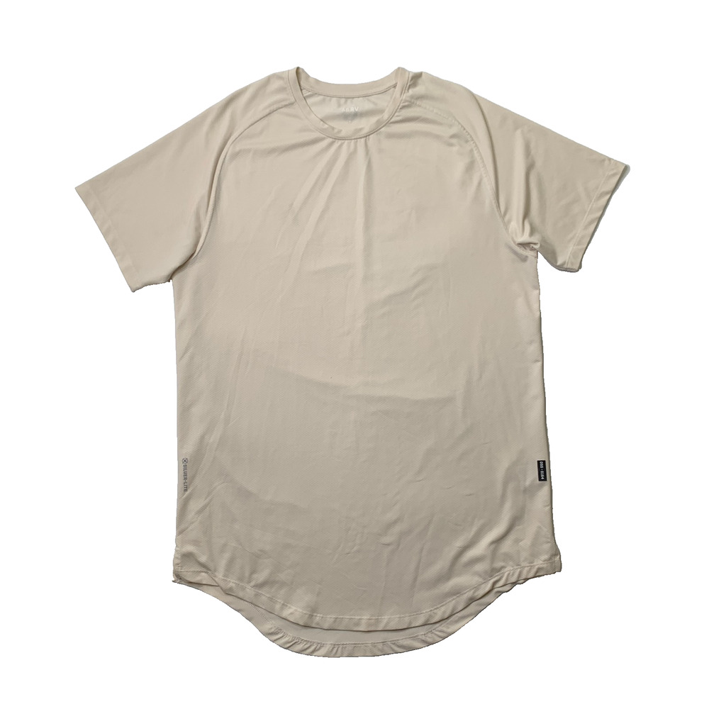 ASRV Shirt Mens Extra Large Cream AeroSilver Silver-Lite Established Tee Dropcut